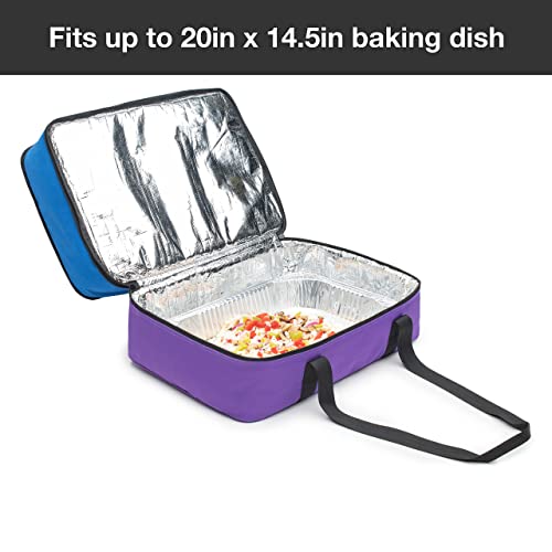 Mojecto Extra Large Dual Insulated Casserole Carrier Cooler Bag. Heavy-Duty Fabric, Thick Insulation, Heat-Resistant Liner, Large Zipper. Fit 9×13 In Hot/Cold Dish #TOP5