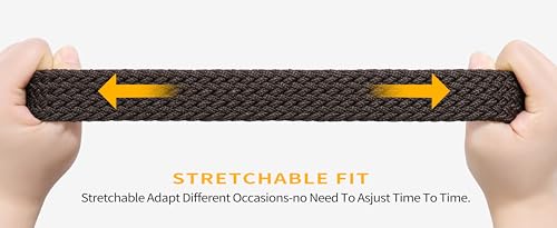 MILORDE Stretch Belt 2Pack,Braided Canvas Woven Elastic Stretch Belts for Men/Women/Junior,Golf Outdoor Activities4