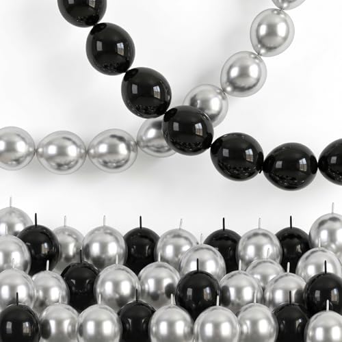 Image of Black and Silver Linking Balloons, 100PCS 6 Inch Small Metal Silver Quick Link Balloons for Making Balloon Wall Heart Arch Tails Balloon for Wedding Birthday Baby Shower Graduation Party Decorations