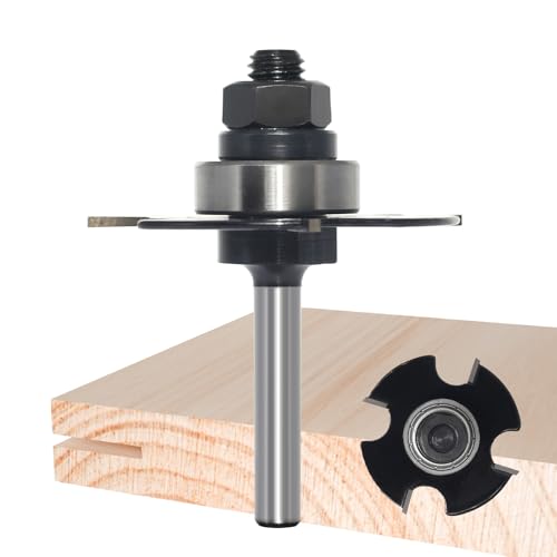 Image of Akylin Slotting Cutter Router Bit, 1/4 Inch Shank, 4 Wing Slot Router Cutter Bit with bearing, 1/16” Height X9/16” Depth, Tungsten Carbide Blades, T-Slotting Cutter for Wood Slotting, Grooves