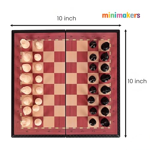 Image of 10 Inches Magnetic Chess Board Set, Foldable Chess Board with Storage & Magnetic Pieces, Travel Friendly Chess Game, Board Game for Teens & Adults, Gift for All Occasions