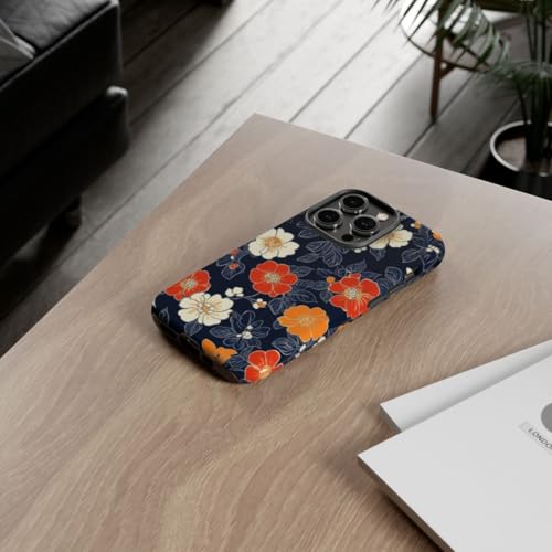 Coque rigide iPhone 14 Pro fleurie protégeant des rayures