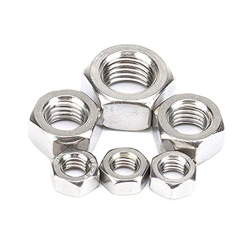 ZXQC 1/2/5/10/25/50pcs Nuts, Hex Nuts, 304 Stainless Steel, Hex Nuts Metric DIN934 M1.4 M1.6 M2 M2.5 M3 M4 M5 M6 M8 M10 M12 M14 M16 M18 M20 M22 M24 (Size : M5 25pcs)