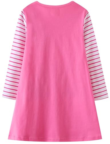Image of Hongshilian Little Girls Cotton Casual Dress Cartoon Print T-Shirt Short Sleeve Skirt Dresses