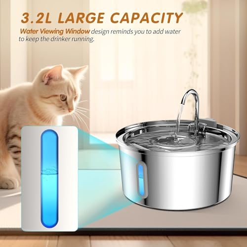Fuente para gatos que evita deshidratacion con ventana de nivel de agua 4