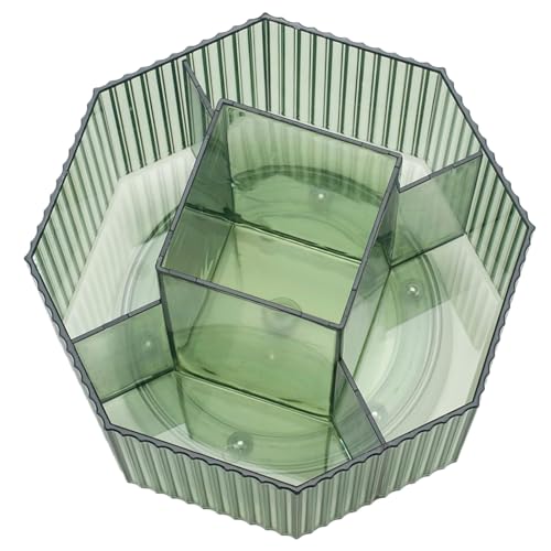 メイクアップブラシホルダー クリア コスメティックブラシオーガナイザー 360°回転メイクブラシオーガナイザー 5スロット 大容量 文房具オーガナイザー 洗面化粧台 バスルーム デスクトップ グリーン
