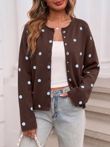 Image of Saodimallsu Womens Striped Cardigan Long Sleeve Button Down Knit Tops