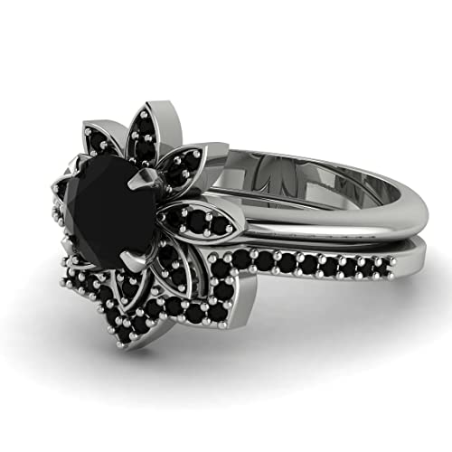 Ensemble de Fleurs minimalistes empilables en argent 925 pour mariage - 3