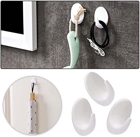 9 Pcs Wall Hooks Hold 1KG Heavy Duty Wall Hook White Self Adhesive Hooks for Bathroom Kitchen Hanging Coat Cloth Towel Robe