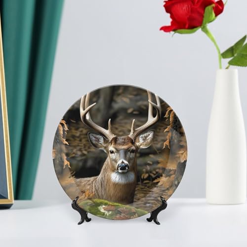 Plato decorativo Camouflage Deer Bone China 7 pulg miniatura 6
