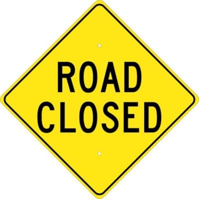 NMC TM211K Traffic Sign, Legend "ROAD CLOSED", 24" Length x 24" Height, High Intensity Prismatic Reflective Aluminum 0.080, Black On Yellow