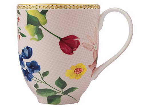 Maxwell & Williams HV0065 Teas & C's Coupe Coffee Cup/Tea Mug with Contessa Design, Porcelain, Rose Pink, 440 ml