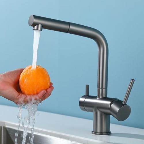 Robinet de cuisine 3 voies finies les bouteilles plastique avec ce mitigeur laiton gris