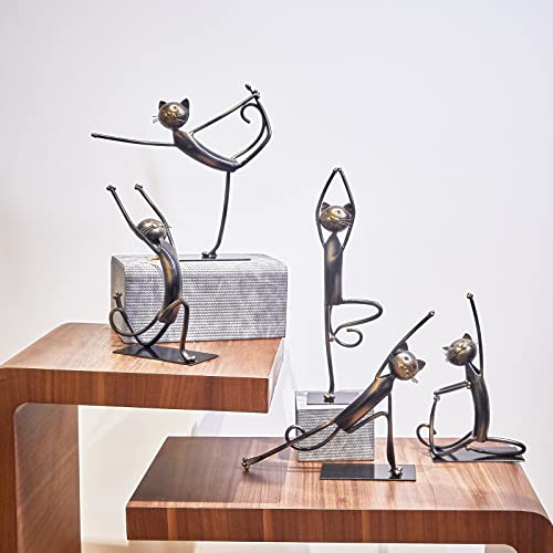 Aayla Yoga Cat Statue – 8.25”H Metal Slim Yoga Cat Sculpture Elegant Kitty Figurine Tabletop Decor For Home Kitchen Dining Room For Cat Lover Yoga Lover (Low Lunge Pose) #TOP4