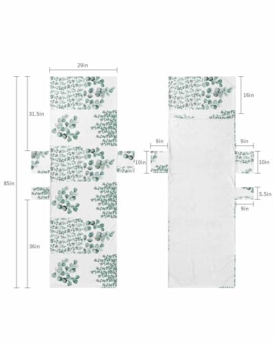Eucalyptus Leaf Beach Lounge Chair Towel Cover, Soft Chaise Lounge Towel with Side Pockets Patio Pool Chairs Cover for Beach/Pool Sunbathing 29x85 Weeping Teal Botanical Watercolor