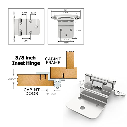 Chibery 3/8 Inch Inset Cabinet Hinges, 5 Pairs(10 Pack) Hinges For Kitchen Cabinets Self-Closing Decorative, For Variable Kitchen Cabinet Doors Satin Nickel, Satin Nickel #TOP3