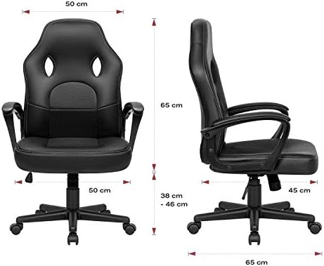Homall Gaming Chair Racing Style Office Chair High back Swivel Computer Desk Chair PU Leather Gamer Chair Ergonomic Chair with Lumbar Support Height Adjustable Executive Chair (Black)