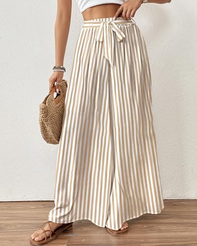 Image of Bsubseach Women Wide Leg Pants Floral Flowy Palazzo Pants