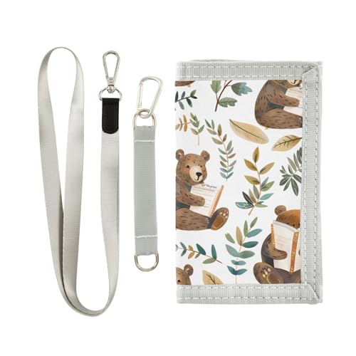 ALAZA Kids Wallets for Boys Girls Toddler Trifold Wallet Children Small Bears Reading with Zipper Coin Pocket