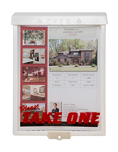 Mediz Outdoor Real Estate Brochure Box with Snap Shut Lid, Take One Document Holder Can Hold 100, 8.5 x 11 Documents, Flyers, Literature and Other Outdoor Marketing Needs