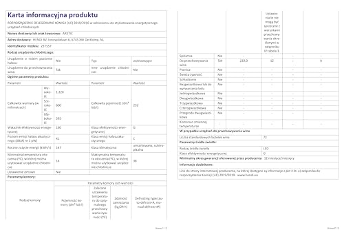 HENDI Weinkühlschrank, mit 2 Zonen, Getränkekühlschrank, Platz für 72 Flaschen, 232L, 220-240V, 110W, 595x605x(H)1225mm