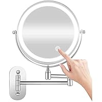 JXING Espejo De Maquillaje con Luz LED 1X/5X Aumento Espejos De Aumento De Pared con 3 Modos De Color De Luz Interruptor De Pantalla Táctil Recargable USB