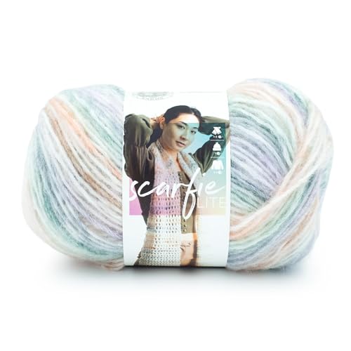 Image of Lion Brand Yarn Scarfie Lite, Ombre Yarn for Knitting, Tiger Lily, 1 Pack | Worsted Weight Acrylic Blend Knit & Crochet Fiber for Self-Striping Scarves, Colorful Cardigans, Chunky Blankets, Pastel Hats