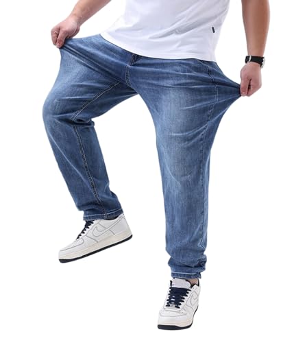 HBER Men's Relaxed Fit Stretch Jeans Tapered Leg Mid Waist Flex Work Casual Denim Pants