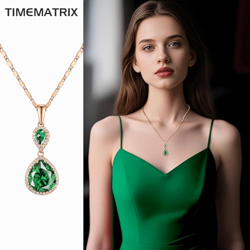 Blue/Green/Red/Purple/White Waterdrop Cubic Zirconia Gamstone Pendant Necklace for Women for Gift.3