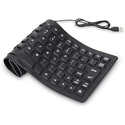 Teclados Portátiles Agatige Teclado Plegable de Silicona USB, 85 Teclas Teclado De Silicona con Cable Suave Silencioso Impermeable Portátil para PC Portátil iOS/Androd/Window