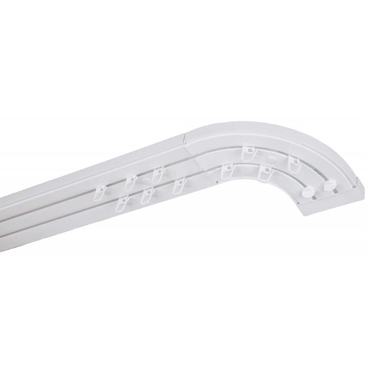Mon Mobilier Design SIMI Rail de Plafond Tringle en PVC pour Rideaux à Crochets Blanc Double Rail courbé 120 cm