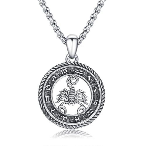 PARYFO Collier avec pendentif 12 signes du zodiaque en argent sterling 925 oxydé/or - Chaîne astrologique - Cadeau d'anniversaire pour homme et femme - Avec...