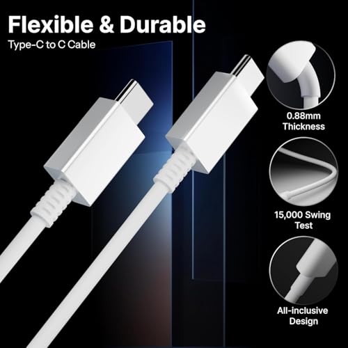 Image of Original Type C to C 3.3 Ft Fast Charging USB C Cable High-Speed & Data Transfer Compatible with Samsung F16 /F06,F15 /F05 /F55 5G, F14 /F04 /F34 /F54, F23 /F13 (3+3 Month Warranty) (SMNG CBL WHTE)