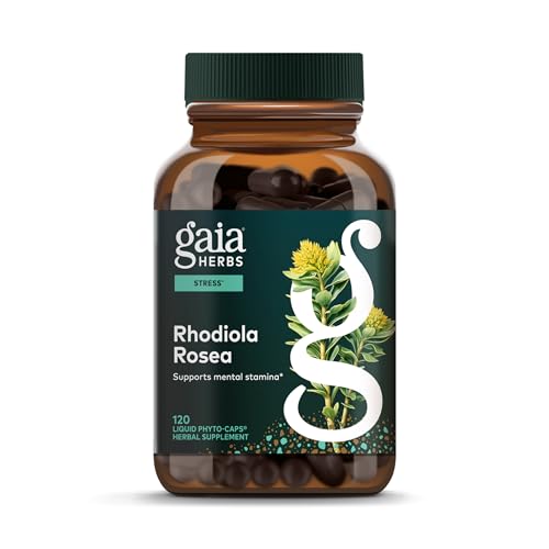 Gaia Herbs Rhodiola Rosea - Stress Support Supplement Traditionally for Supporting Healthy Stamina & Endurance - with Siberian Rhodiola Root Extract* - 120 Vegan Liquid Phyto-Caps (120 Servings)