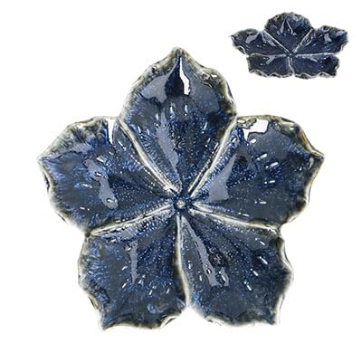 Gisela Graham Blue Hibiscus Flower Shaped Trinket Dish, 17Cm, Reactive Glaze