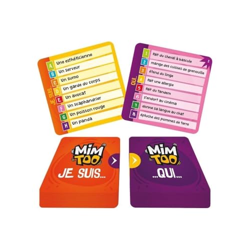 Asmodee - MIMTOO - Jeu de Société d'Ambiance Drôle pour Adultes et Enfants Dès 10 Ans - Jeux de Mimes pour Soirées en Famille ou Entre Amis - 4 à 10 Joueurs - Parties Rapides 20 Min - en Français