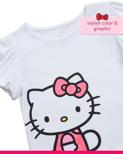 Image of Hello Kitty Girls Skort Set - 2 Piece Graphic Crewneck Top and Short Skort Cute Outfit Set (Sizes: 2T-12)