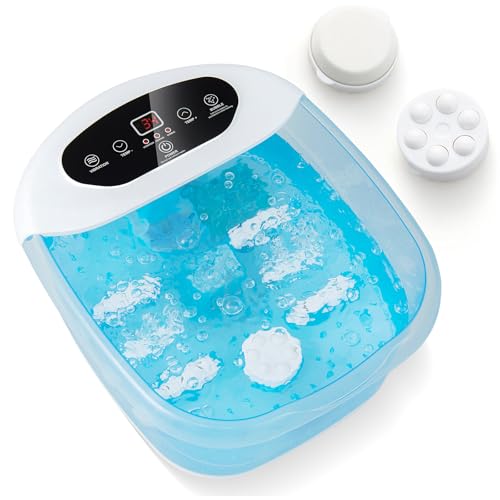 HOMFME Foot Spa Massager, All in One Electric Pedicure Footbath with Heat Bubbles and Massaging Tools, Therapeutic Massage Tub Pedicure Set for Care Your Feet and Relieve Pressure (Blue)