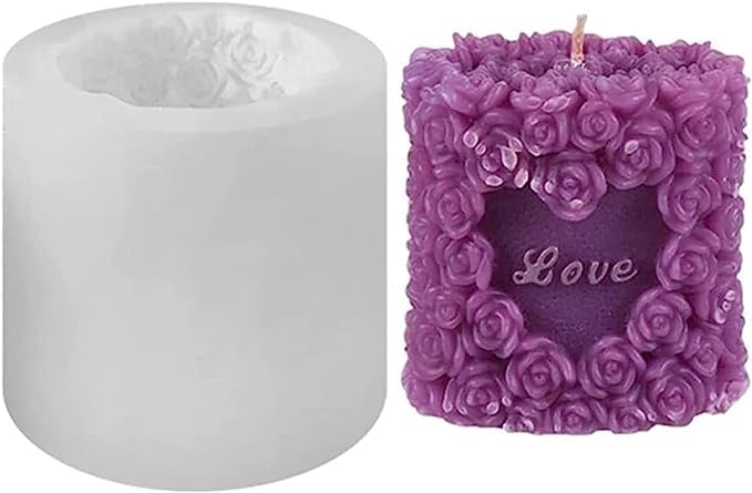 Radiance Store Rose Flower Candle Mold I 3D Love Heart Cylinder Pillar Silicone Epoxy Mould I for DIY Handmade Ornament Chocolate, Cake D?cor, Aromatherapy, Plaster, Soap, Resin Art Craft Making-image-43