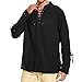 Medieval Renaissance Men's Black Pirate Shirt Steampunk Retro Long Sleeve Lace up T Shirt Viking Gothic Halloween Costume Top Large