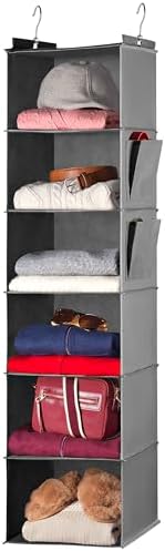 Hanging Closet Organizer - 6 Shelf Storage for Clothes, Sweaters,...