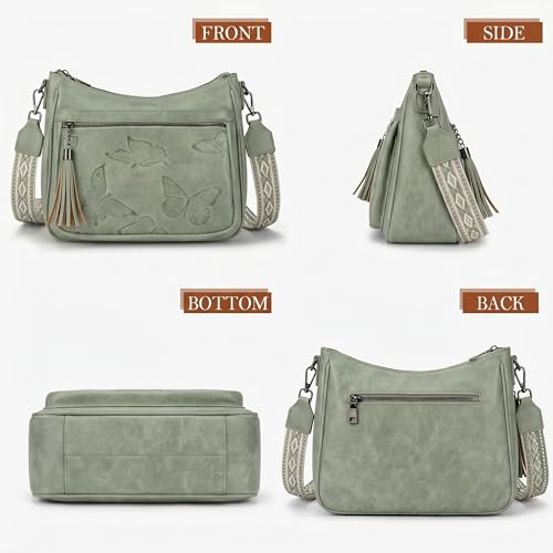 Image of BELTANA Crossbody Bags for Women Trendy Vegan Leather Hobo Purses Medium Butterfly Cross Body Purse with Wide Strap | Adjustable Strap