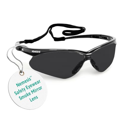 Ansell KleenGuard Nemesis Safety Glasses PPE Eye Protection Lightweight Wraparound Eyewear for Construction Shooting Outdoor & Industrial Use Smoke/Black Single Pair