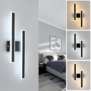 Comely Modern LED Wall Lights Indoor, 32W Acrylic LED Wall Light Warm White/Natural/White Light, Long LED Wall Sconce Lights for Bedroom Living Room Corridor Hallway (Black)