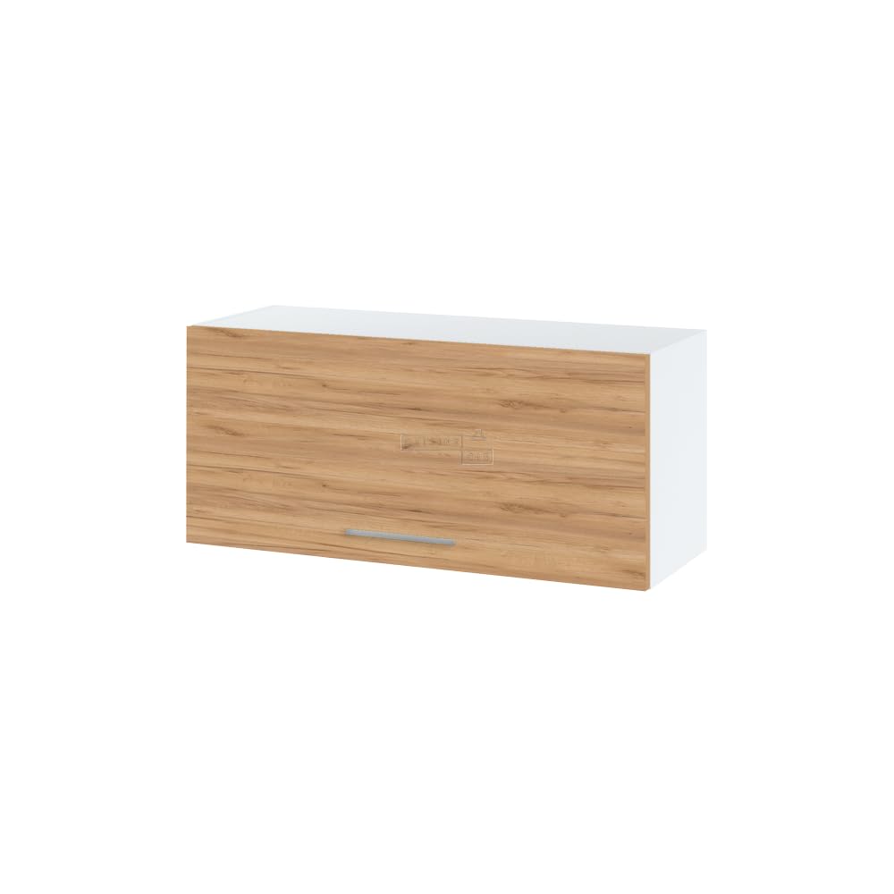 Cuisineandcie - Meuble Haut de Cuisine Bellissi Chêne Brut, Porte Relevable L 80cm avec Étagère, Armoire de Rangement pour Cuisine