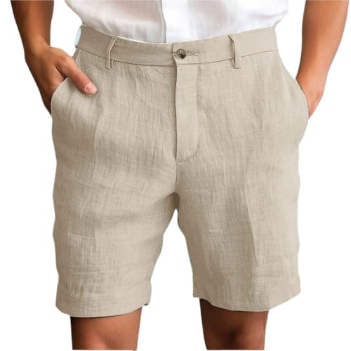 Short en lin homme de qualité supérieure avec poches à boutons élégantes