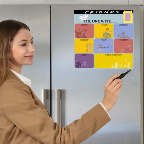 Image of Zesta Vinyl Magnetic Planner for Fridge | Cute Weekly Planner /Meal Planner with Marker | Rewritable Magnetic White Board for Fridge (Harry Potter 11X11 Inches) (Friends)