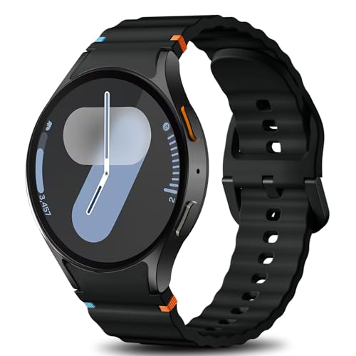 Ynitec Sport Bands Compatible with Samsung Galaxy Watch 7 6 5 4 Band 40mm 44mm Women Men - No Gap Soft Silicone Strap for Smart Watch S 7 6 5 4 FE, 20mm Wristbands for GalaxyWatch, Black
