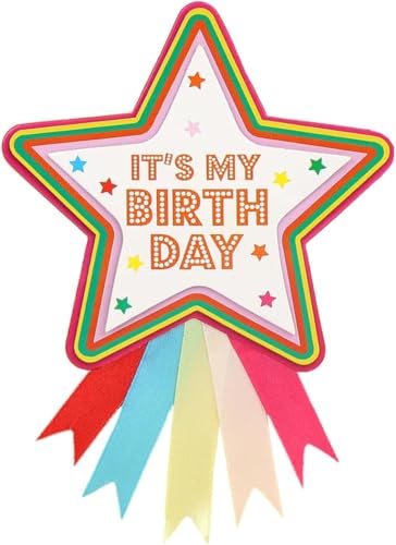 Talking Tables Happy Birthday Rosette Reusable Colourful Star Birthday Badge Decorations for Girls Adults Children Party Accessories Includes Its My Birthday Text 10cm Diameter