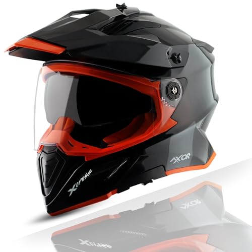 Image of Axor X Cross ISI ECE DOT Certified Full Face Dual Sport Peak Off Road Helmet for Men and Women Black Red M